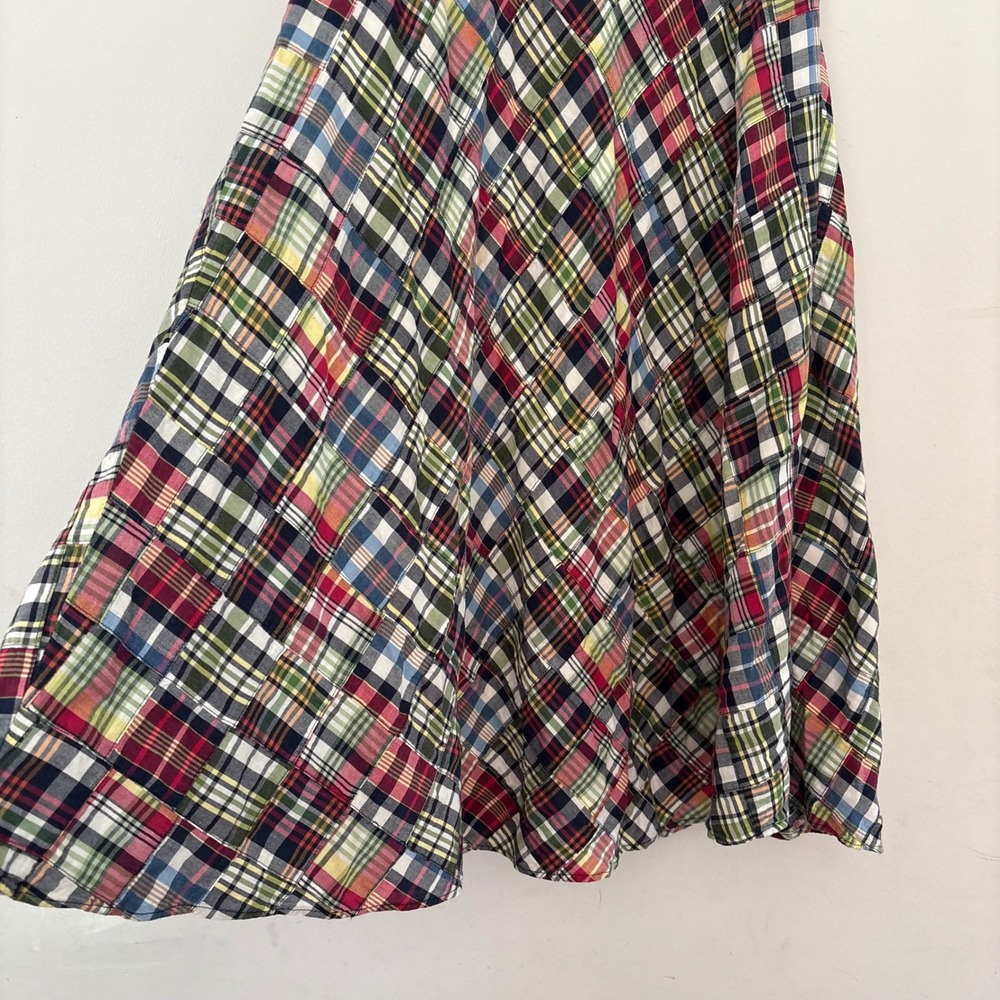 J. Crew Women Madras Midi Dress Strapless Fit Flare Patchwork Preppy Y2K Wmn 8 - Picture 2 of 11